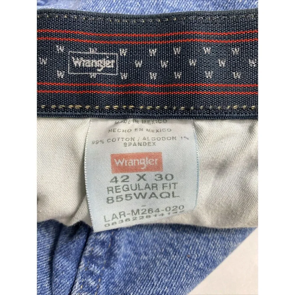 Wrangle Mens Jeans 42X30 Blue Denim Regular Fit Stretch Straight Cowboy‎ Utility